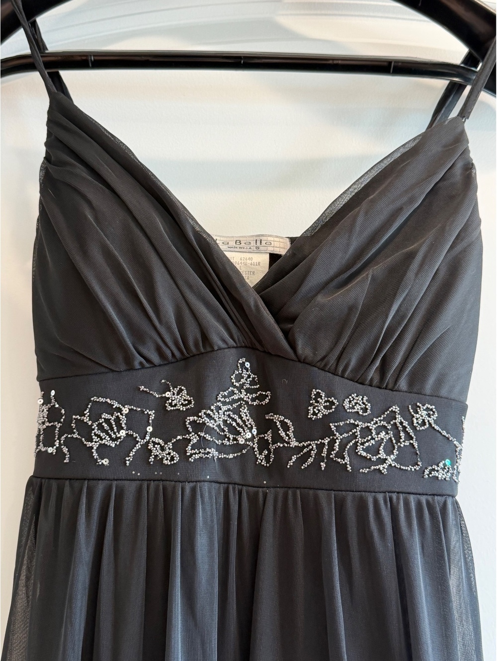 Black Beaded Floral Midi Dress Size L - Picture 3 of 7
